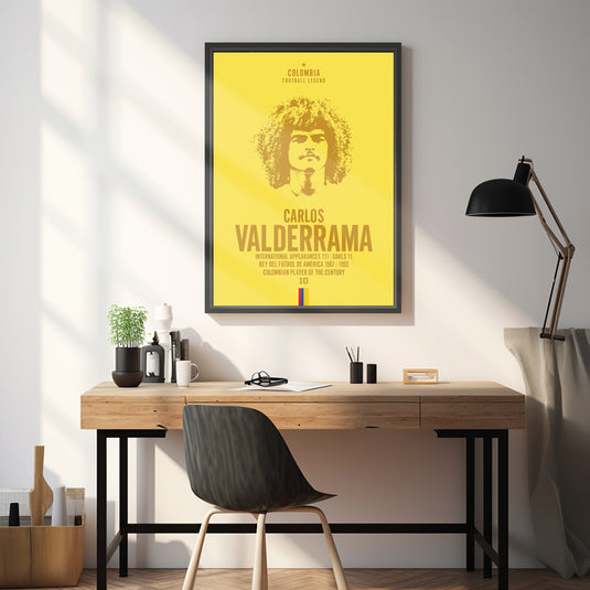 Carlos Valderrama Colombia Football Legend Iconic Portrait Print