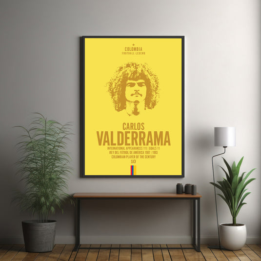 Carlos Valderrama Colombia Football Legend Iconic Portrait Print