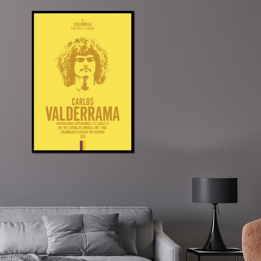 Carlos Valderrama Colombia Football Legend Iconic Portrait Print