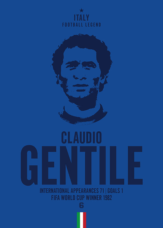 Claudio Gentile Italy Football Legend Iconic Portrait Print