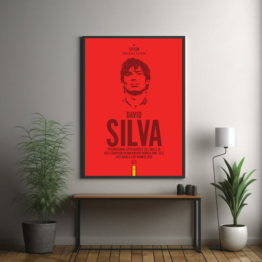 David Silva Spain Football Legend Iconic Portrait Print