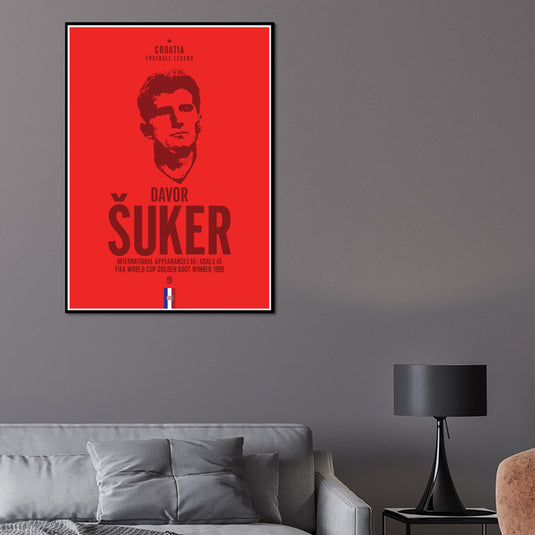 Davor Suker Croatia Football Legend Iconic Portrait Print