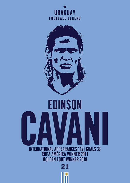 Edinson Cavani Uruguay Football Legend Iconic Portrait Print