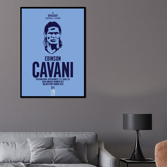 Edinson Cavani Uruguay Football Legend Iconic Portrait Print