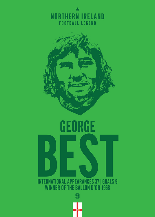 George Best Northern Ireland Football Legend Iconic Portrait Print