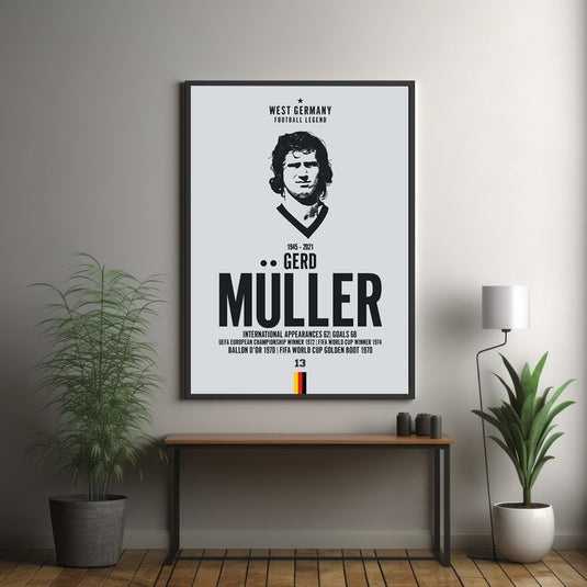 Gerd Muller West Germany Football Legend Iconic Portrait Print