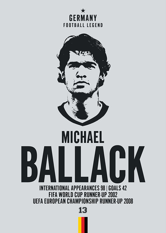 Michael Ballack Germany Football Legend Iconic Portrait Print