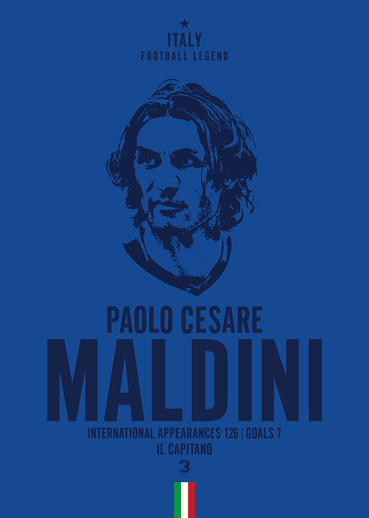 Paolo Maldini Italy Football Legend Iconic Portrait Print