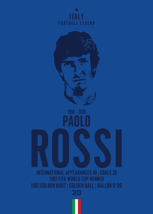 Paolo Rossi Italy Football Legend Iconic Portrait Print