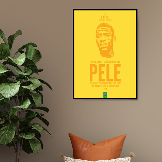 Pele Brazil Football Legend Iconic Portrait Print