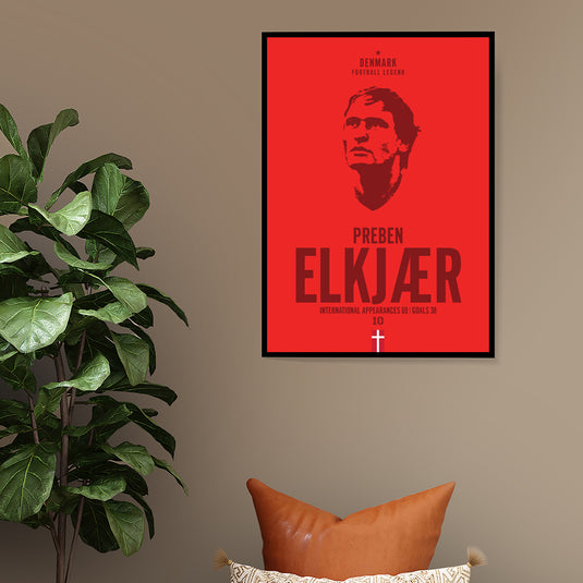 Preben Elkjaer Denmark Football Legend Iconic Portrait Print