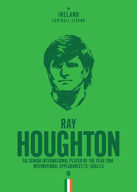 Ray Houghton Ireland Football Legend Iconic Portrait Print