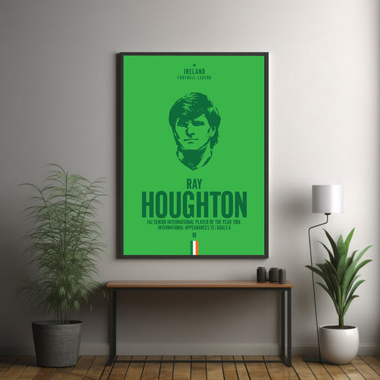 Ray Houghton Ireland Football Legend Iconic Portrait Print