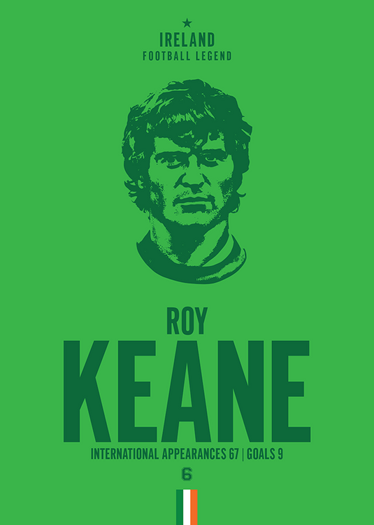 Roy Keane Ireland Football Legend Iconic Portrait Print