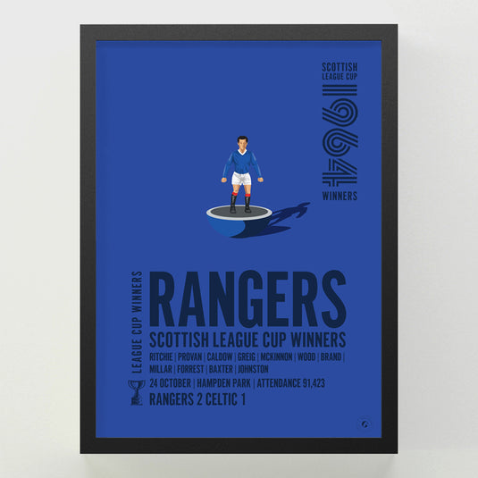 Rangers 1964 Scottish League Cup Winners Poster