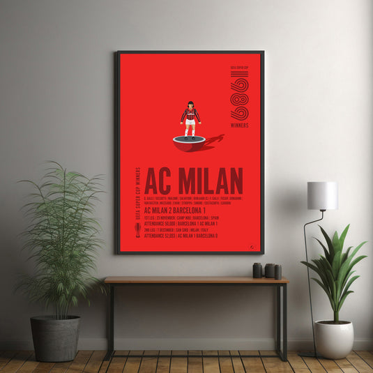 AC Milan 1989 UEFA Super Cup Winners Poster