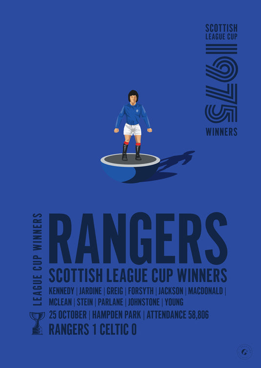 Rangers 1975 Scottish League Cup Winners Poster