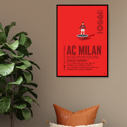 AC Milan 1990 UEFA Super Cup Winners Poster