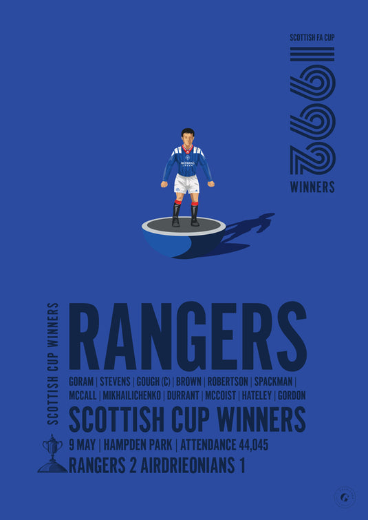 Rangers 1992 Scottish Cup Winners Poster