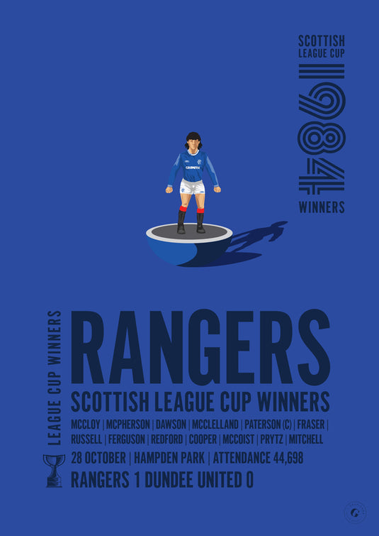 Rangers 1984 (Oct) Scottish League Cup Winners Poster