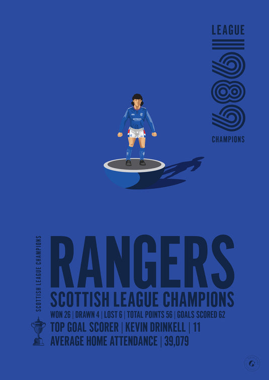 Póster Campeones de la liga escocesa del Rangers 1989