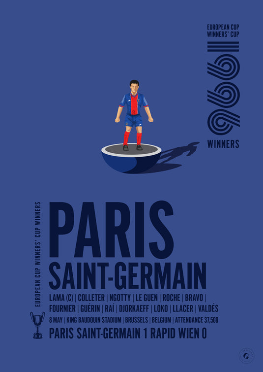 Affiche des vainqueurs de la Coupe des vainqueurs de coupe UEFA 1996 du PSG