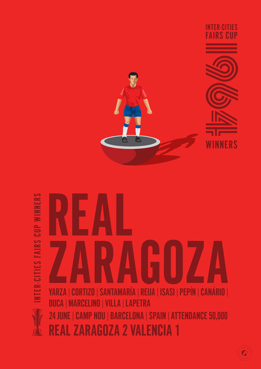 Real Zaragoza 1964 Inter-Cities Fairs Cup Winners Poster