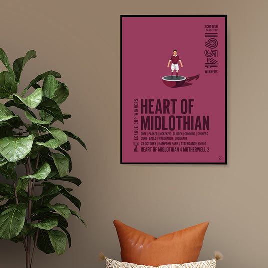 Heart of Midlothian 1954 Scottish League Cup Winners Poster