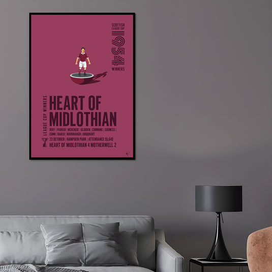 Heart of Midlothian 1954 Scottish League Cup Winners Poster