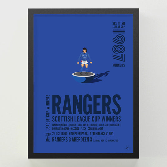 Rangers 1987 Scottish League Cup Winners Poster