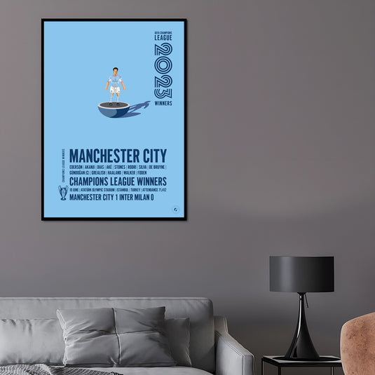 Manchester City 2023 UEFA Champions League Winners Poster