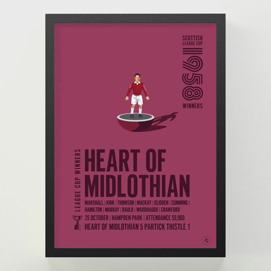 Heart of Midlothian 1958 Scottish League Cup Winners Poster