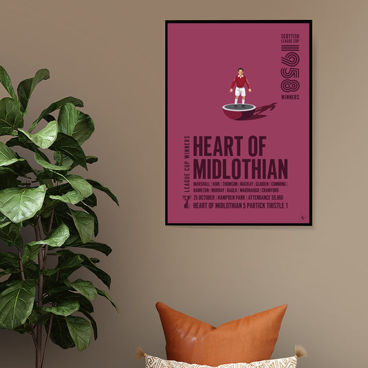 Heart of Midlothian 1958 Scottish League Cup Winners Poster