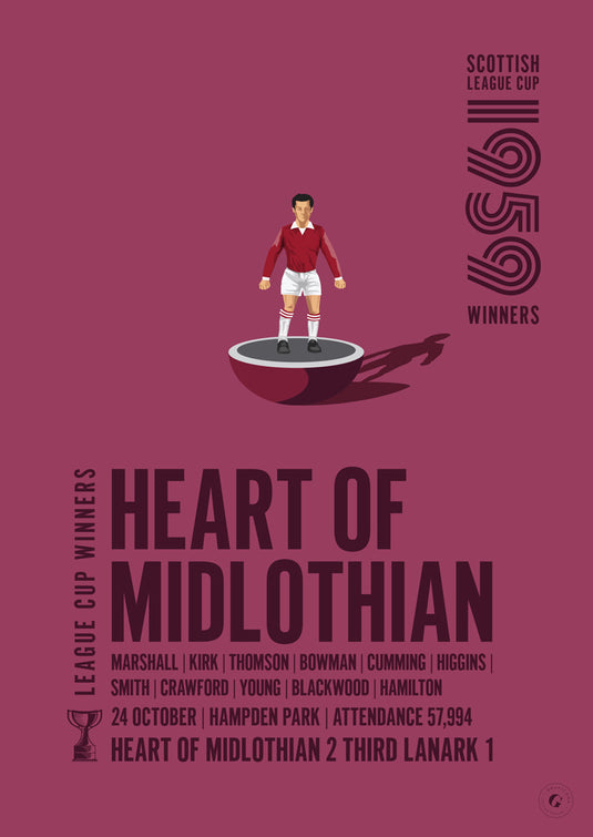 Heart of Midlothian 1959 Scottish League Cup Winners Poster
