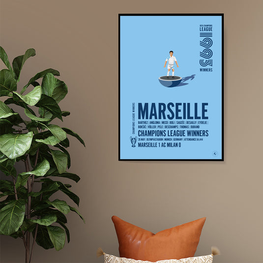 Affiche des vainqueurs de l'UEFA Champions League de Marseille 1993