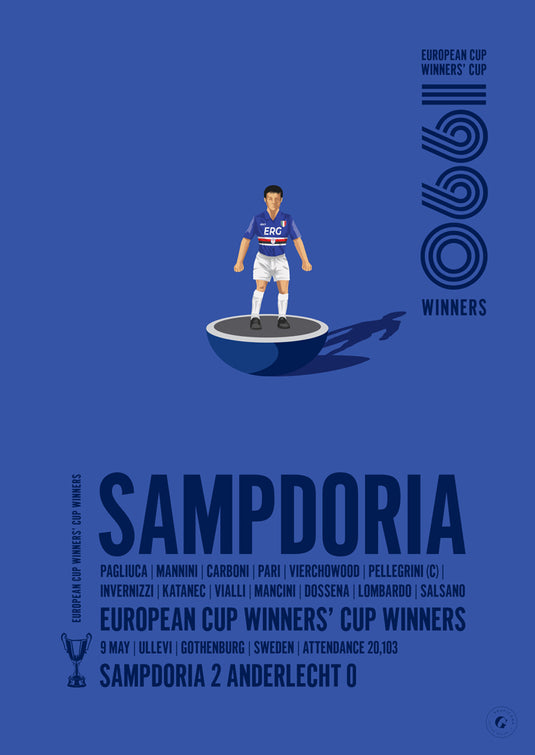 Affiche des vainqueurs de la Coupe des vainqueurs de coupe UEFA 1990 de la Sampdoria