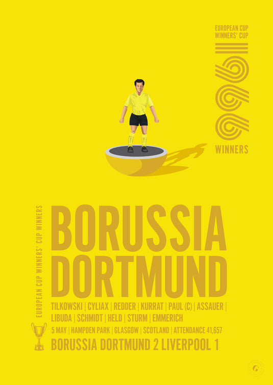 Borussia Dortmund 1966 Affiche des vainqueurs de la Coupe des vainqueurs de coupe UEFA