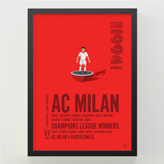 AC Milan 1994 UEFA Champions League Winners Poster