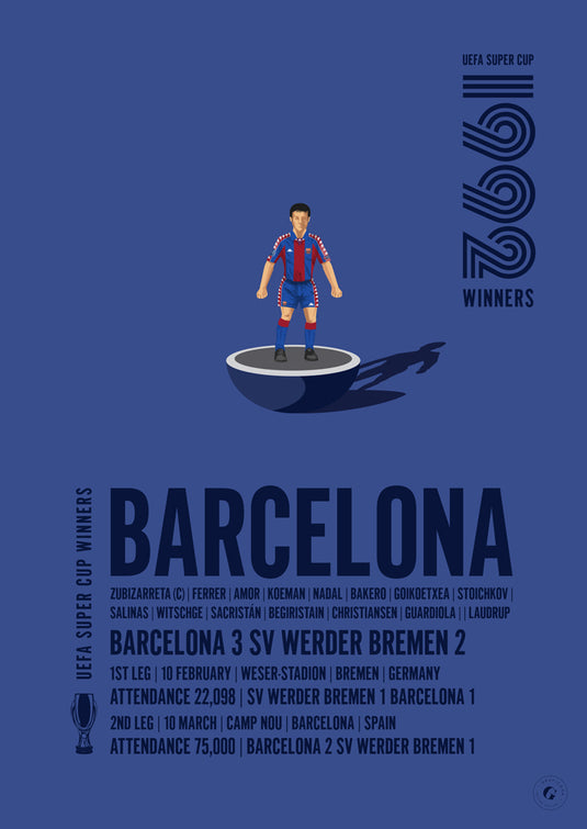 Barcelone 1992 Vainqueurs de la Super Coupe de l'UEFA Poster