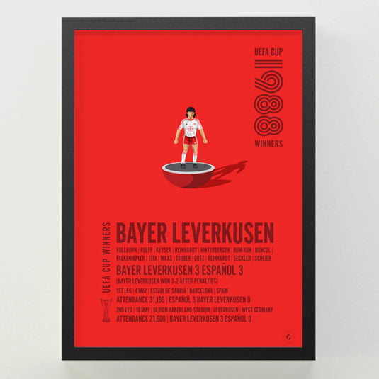 Affiche des vainqueurs de la Coupe UEFA du Bayer Leverkusen 1988