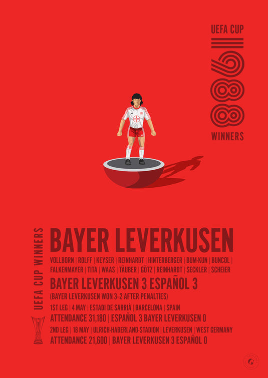 Affiche des vainqueurs de la Coupe UEFA du Bayer Leverkusen 1988