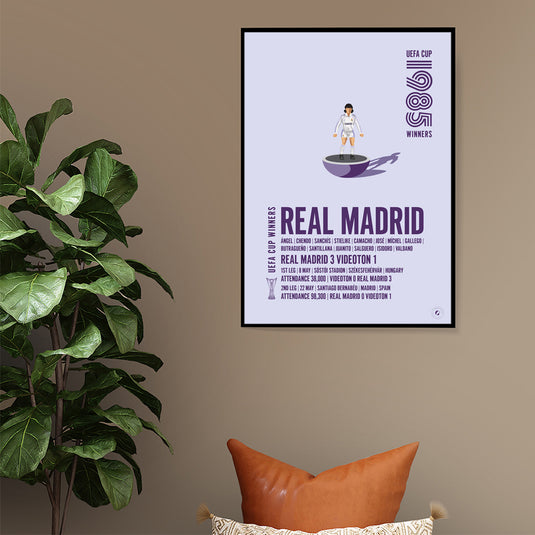 Affiche des vainqueurs de la Coupe UEFA du Real Madrid 1985