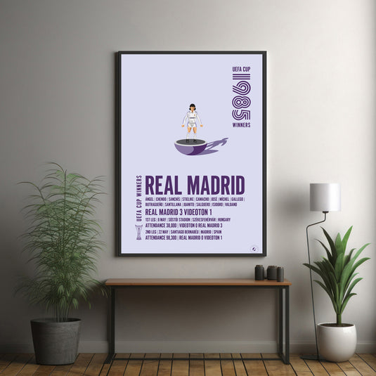 Affiche des vainqueurs de la Coupe UEFA du Real Madrid 1985