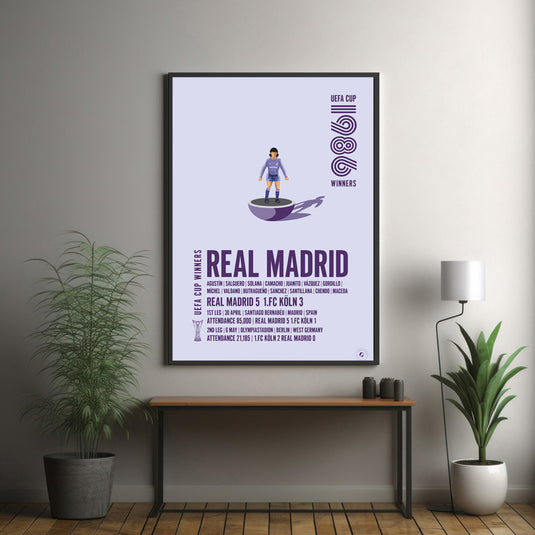 Affiche des vainqueurs de la Coupe UEFA du Real Madrid 1986