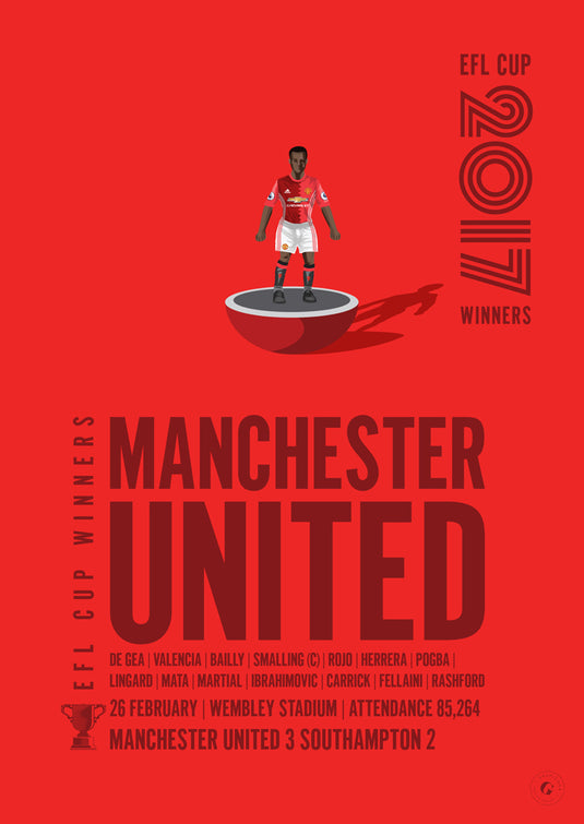 Manchester United 2017 EFL Cup Winners Poster