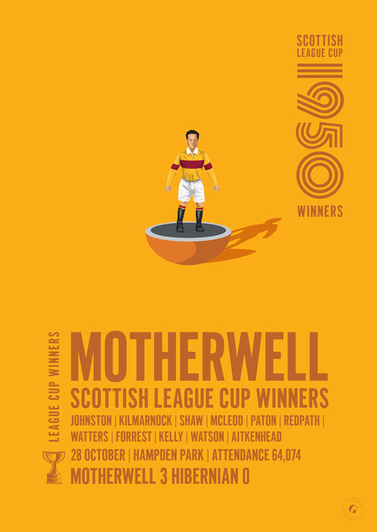 Motherwell 1950 Scottish League Cup Winners Poster