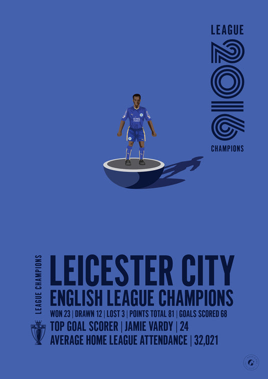 Leicester City 2016 English League Champions Poster