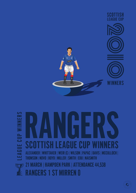 Rangers 2010 Scottish League Cup Winners Poster