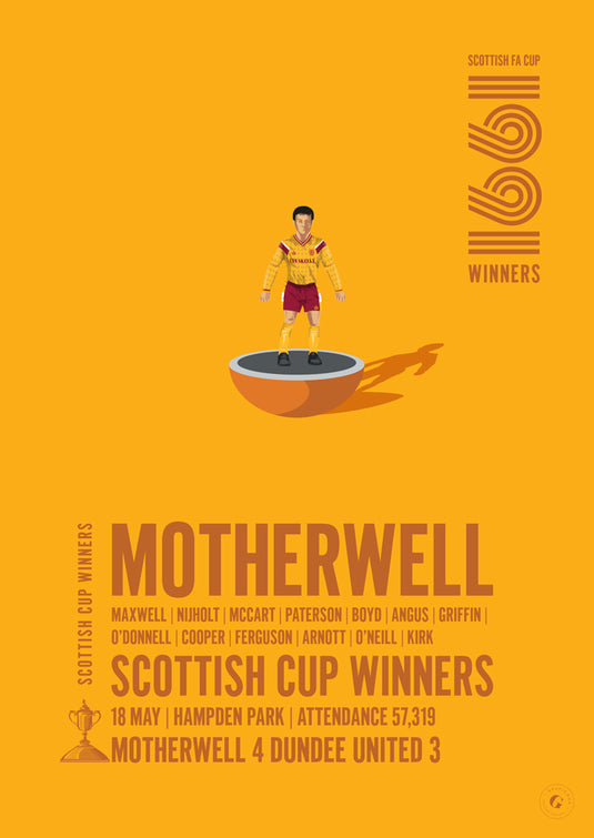 Motherwell 1991 Scottish Cup Winners Poster