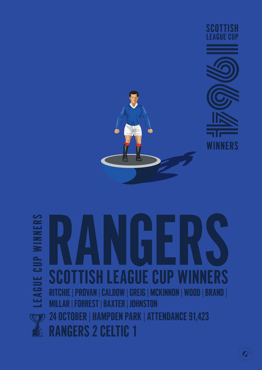 Rangers 1964 Scottish League Cup Winners Poster